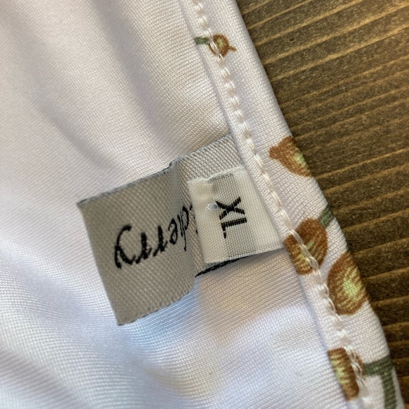 Ruched one shoulder cream and yellow butterfly floral swimsuit mesh size XL XXL - Picture 3 of 4